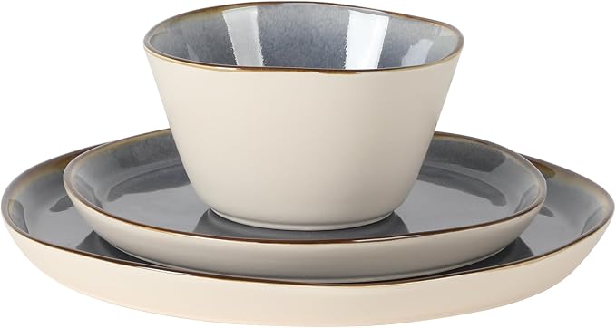 Gibson Elite Algeria River Plates and Bowls Sets, 12-Piece Stoneware Dinnerware