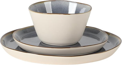 Gibson Elite Algeria River Plates and Bowls Sets, 12-Piece Stoneware Dinnerware