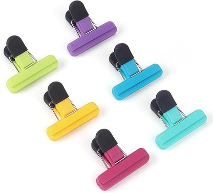 Tamaki 6 Pack Bag Clips, Food Clips, Chip Bag Clip Plastic Heavy Duty Seal Grip, 3 x 2.5 Inch, Assorted Color