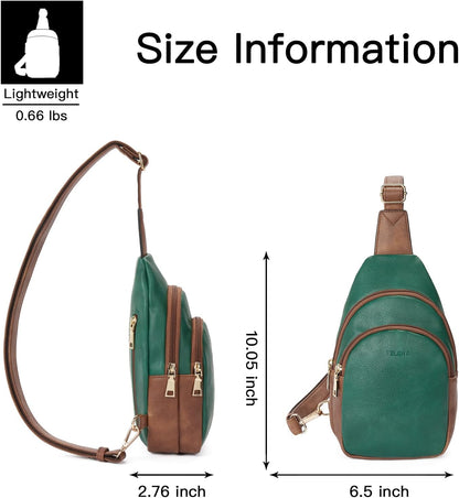 Telena Small Sling Bag for Women Leather Crossbody Fanny Packs Chest Bag for Women