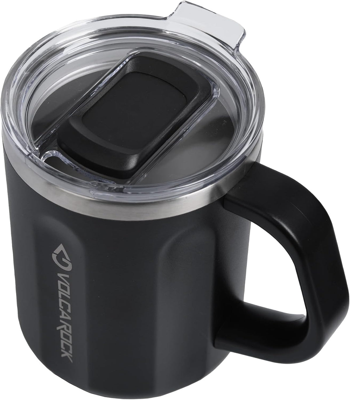 Stainless Steel Coffee Mug with Handle, 16 oz Double Wall Vacuum Insulated Travel Mug Tumbler With Slider Lid, Great Tea Mug for Men and Women (Black)