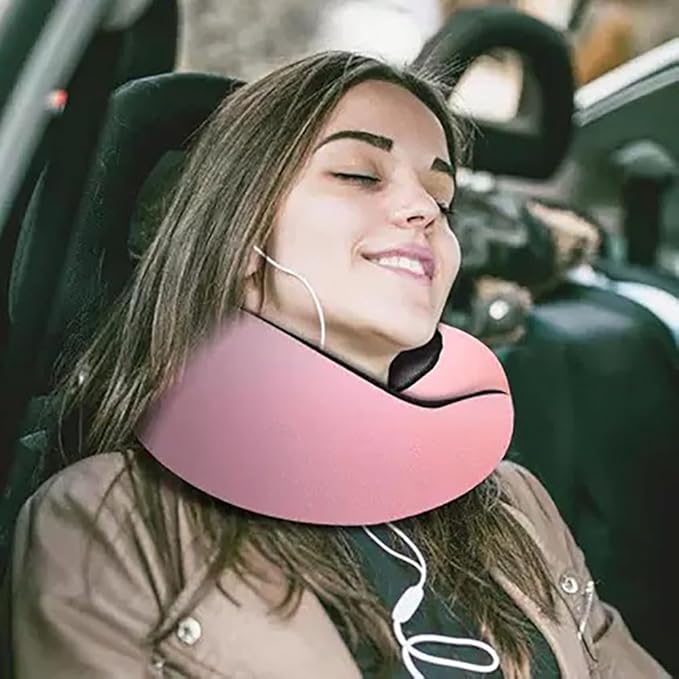 Travel Pillow, Travel Neck Pillow, 360 Degree Comfort and Breathability, Airplane Travel Neck Pillow, Stowable U-Shaped Pillow (Peach)