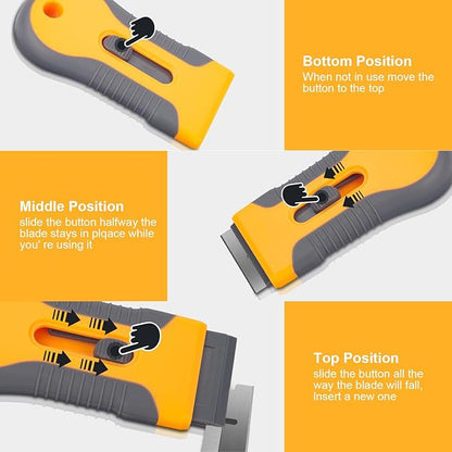 Razor Blade Scraper Tool with 15pcs Extra Blades, Multi-Surface Glass Stove Top Scraper for Paint, Window, Old Label, Decal Sticker, Ceramic Cooktops, Ovens