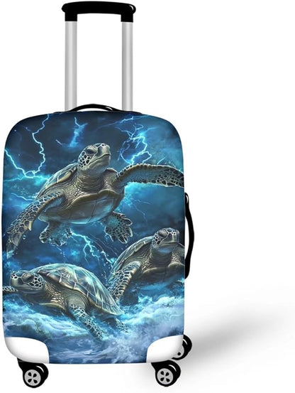 Sea Turtle Suitcase Cover Fits 18-21 Inch Luggage with Zipper Anti-Scratch Spandex Luggage Cover Washable Stretchable Travel Suitcase Covers for Luggage Universal Baggage Cover(Size S)