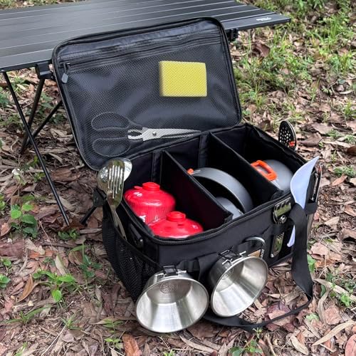 Tactical Camping Storage Bag 18L Utility Tote Bag Camp Kitchen and Trunk Organizer (Black)