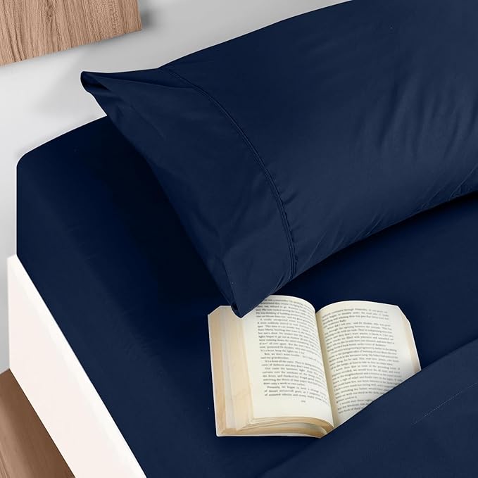 Lukeville's Cot Sheet 30" x 80", Daycare for Cot Size Mattress Sheets Pack of 2 Fitted Narrow Twin/Camp Bunk/Rvs Bunk/Trifold Mattress, Soft and PolyBlend Microfiber Cover for Toddler, Navy Blue