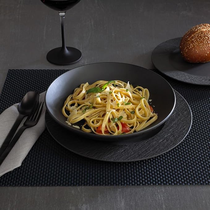 Villeroy & Boch Manufacture Rock 12 Piece Dinnerware Set, Matte Black | Premium