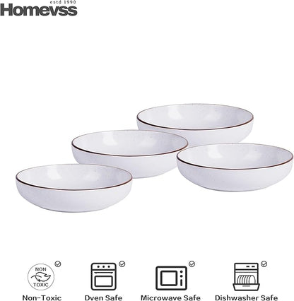 HomeVSS 20-Piece Dinnerware Set - Serves 4, Matte White plates and bowls sets with Speckle Effect for Microwave & Dishwasher Safe