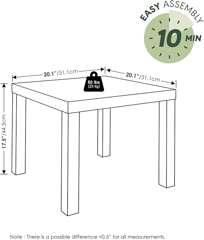 Furinno Classic Living Room Table Set of 3, Modern Rectangle Coffee Table