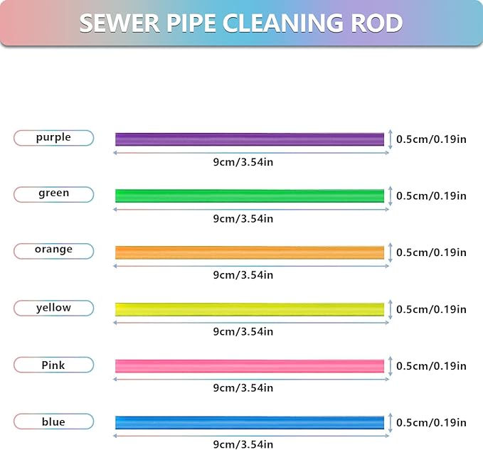 72pcs Drain Cleaner Deodorizer Sticks - Keep Drain Pipes Clear, Prevent Clogs for Kitchen, Bathroom, Toilet (6 Color)