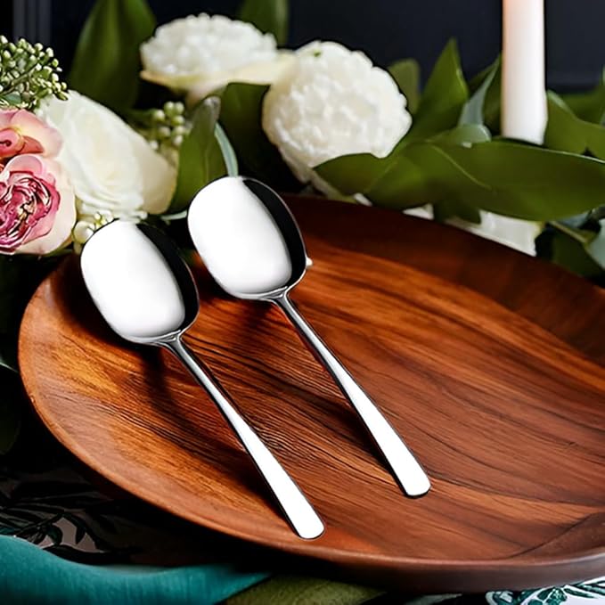 SIAIQIANG Extra-Large Serving Spoons Set,Food-Grade 18/8 Stainless Steel,11.4-Inch Serving Utensils Set,Ideal for Salads, Pasta Platters,Mashed Potatoes,Buffets,and More (2-Pack)