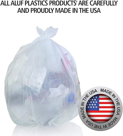 Aluf Plastics High Density Trash Bags, 26 Gallon, 250 Count, 16 Micron (eq), 29" x 44", Clear, for Bathroom, Office, Industrial, Commercial, Janitorial, Municipal, Recycling