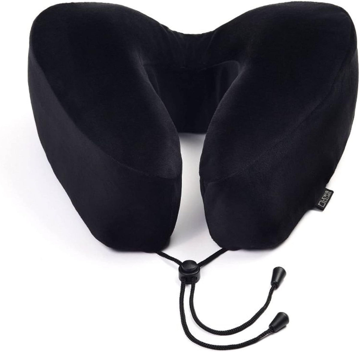 Lewis N. Clark Contoured Memory Foam Hexform Travel Cervical Neck Pillow for Shoulder & Neck Pain, Airplane, Camping, Kids & Adults, Premium, Black