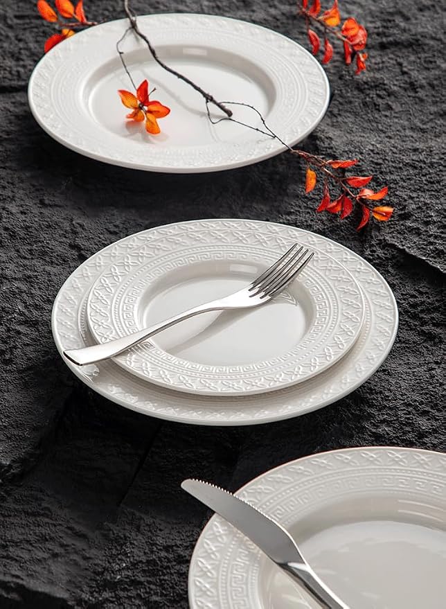 4-piece set, ceramic tableware set, relief plate and bowl set, microwave and