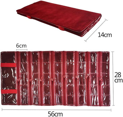 Travel Jewelry Roll Bag Portable Organizer Pouch With Grids&PVC Cover Storage Bags for Necklace, Bracelet, Bracelet,Ring, Badge, Pendant
