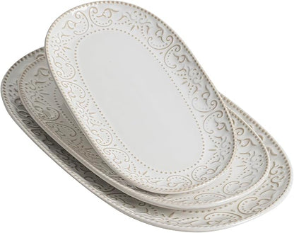 Serving Platters Set, Embossed Serving Trays