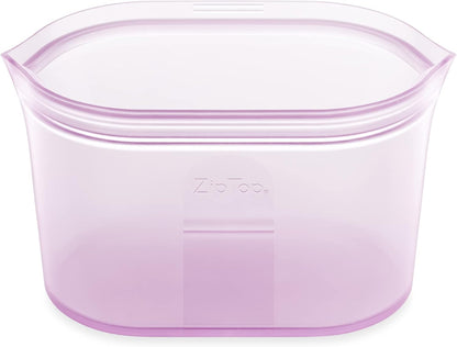 Zip Top Reusable Food Storage Bags | Large Dish [Lavender] | Silicone Meal Prep Container | Microwave, Dishwasher and Freezer Safe | Made in the USA