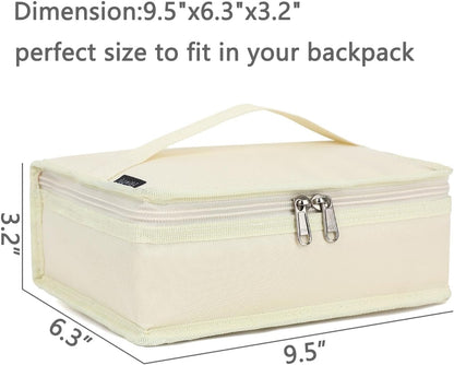 FlowFly Small Insulated Lunch box Portable Soft Bag Mini Cooler Thermal Meal Tote Kit with Handle for Work & School, Beige