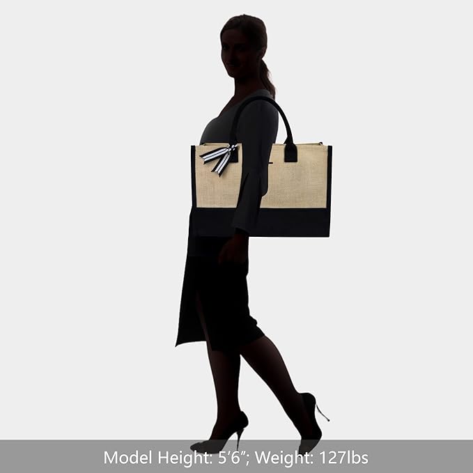 TOPDesign Initial Jute/Canvas Tote Bag, Personalized Present Bag, Suitable for Wedding, Birthday, Beach, Holiday, is a Great Gift for Women, Mom, Teachers, Friends, Bridesmaids (Letter J)