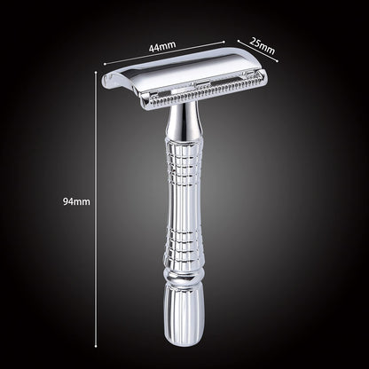 BAILI Classic 3-Piece Double Edge Safety Razor Wet Shaving for Men Women with Platinum Blade and Mirrored Travel Case BD176