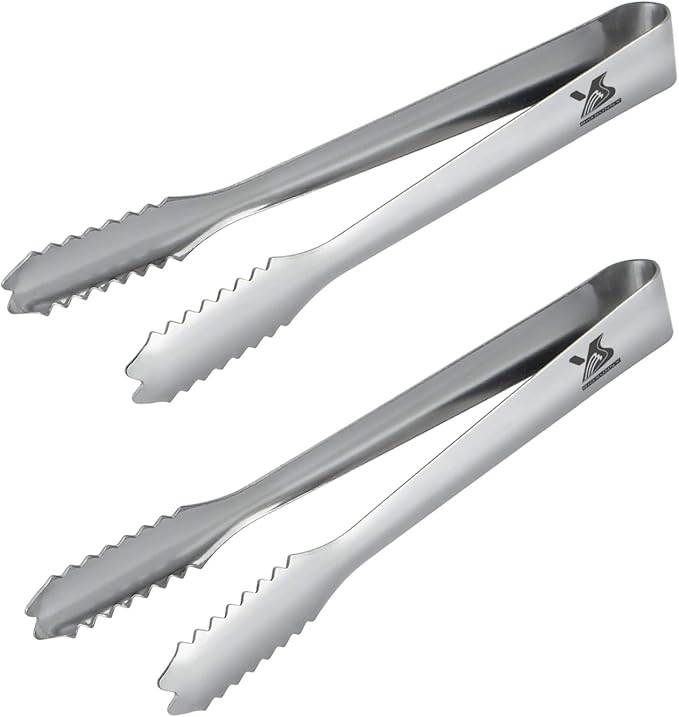 MSY BIGSUNNY Durable Stainless Steel Ice Tongs, 7 inch Sugar Cube Serving Tongs, Set of 2