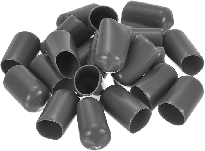 uxcell 20pcs Rubber End Caps 12mm(1/2") ID Vinyl PVC Round Tube Bolt Cap Cover Screw Thread Protectors Dark Grey