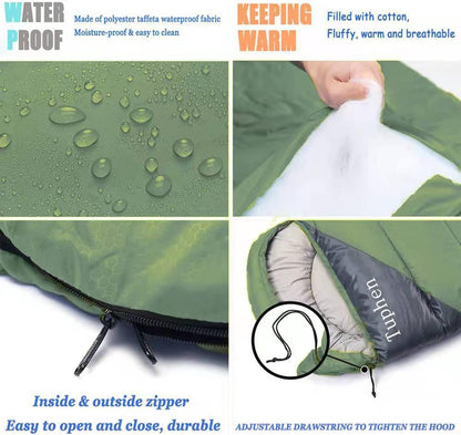 tuphen- Sleeping Bags for Adults Kids Boys Girls Backpacking Hiking Camping Microfiber Liner, Cold Warm Weather 4 Seasons Indoor Outdoor Use, Lightweight & Waterproof