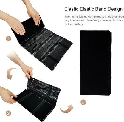 Travel Jewelry Roll Bag Portable Organizer Pouch With Grids&PVC Cover Storage Bags for Necklace, Bracelet, Bracelet,Ring, Badge, Pendant