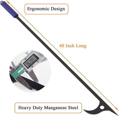 40" Fire Log Tongs Firewood Grabber and Fire Poker Set,Large Fire Pit Tool Outdoor/Indoor Bonfire Campfire Backyard Deck Camping Log Grabber Rustproof Safely Moves Firewood