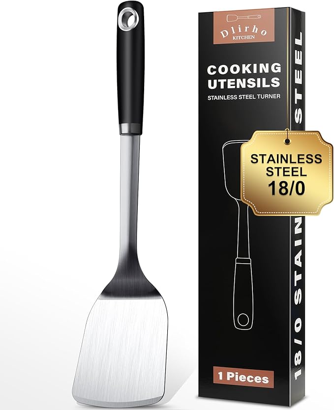 Stainless Steel Spatula Set, 1PC Heavy Duty Turner/Metal Spatula, High Heat Resistant Kitchen Cooking Utensils, Ideal Cookware for Frying Steak, Fish, Eggs or Pancakes