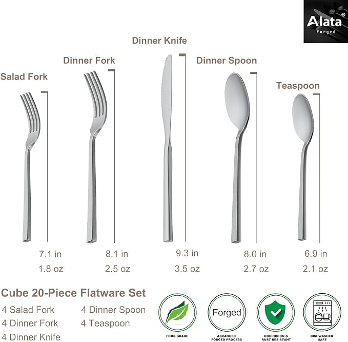 Alata Cube 20-Piece Forged Flatware Set, Service
