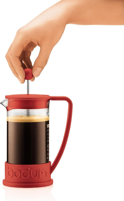 Bodum 34oz Brazil French Press Coffee Maker, High-Heat Borosilicate Glass, Red - Made in Portugal