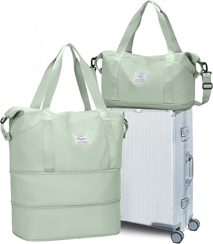 Travel Duffel Bag, Sports Tote Gym Bag, Shoulder Weekender Overnight Bag for Women
