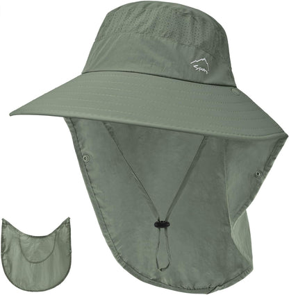 Sun Hat for Men Women with Neck Flap,UPF 50+ UV Protective Hiking Fishing Hats,Wide Brim Sun Hat for Women&Men