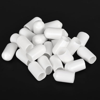 uxcell 20pcs Rubber End Caps 8mm(5/16") ID Vinyl Round End Cap Cover Screw Thread Protectors White