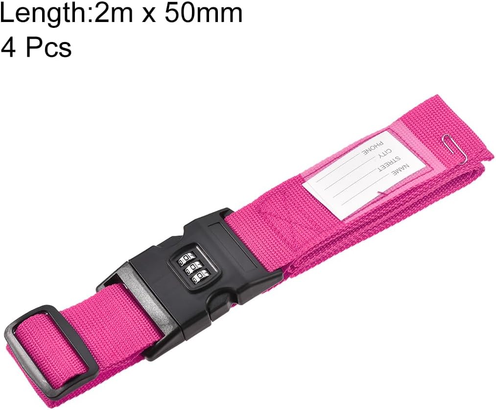 uxcell Luggage Straps Suitcase Belts with Buckle, Combination Lock, Adjustable Travel Packing Accessories