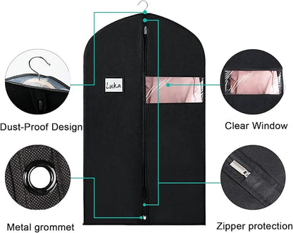 Univivi 16 Pack Suit Bags Garment Bag for Men Storage 40-inch Clothes Cover with Clear Window and ID Card Holder for Suit Jacket, Skirt, Shirt and Coat