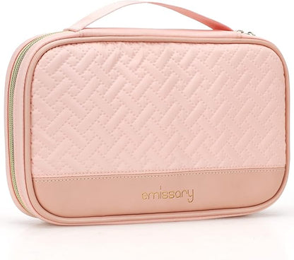 emissary Jewelry Organizer Case Travel Jewelry Storage Bag for Necklace, Earrings, Rings, Bracelet, Valentines Day Gifts, Earring Storage, Necklace Storage, Pouch Bag Accessories for Travel (Pink)