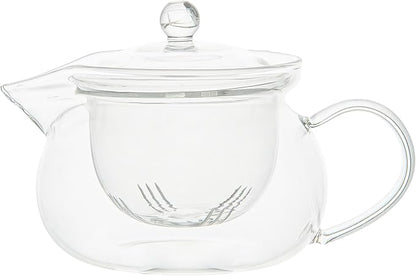 Restaurantware Forma 17 Ounce Glass Teapot 1 Double Wall Glass Tea Kettle - Does Not Chip Reusable Clear Glass Double Wall Teapot Rolled Rim Dishwashable