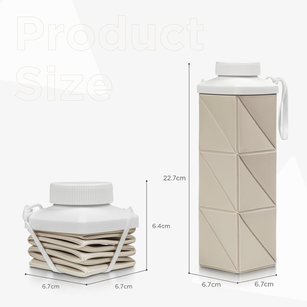 POMKAKA Collapsible Water Bottles 24.3oz(720ml), 2nd Generation Leakproof BPA-Free Travel Water Bottle,Lightweight Reusable Water bottle for Cycling Gym Camping Sports,Champagne White