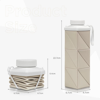 POMKAKA Collapsible Water Bottles 24.3oz(720ml), 2nd Generation Leakproof BPA-Free Travel Water Bottle,Lightweight Reusable Water bottle for Cycling Gym Camping Sports,Champagne White