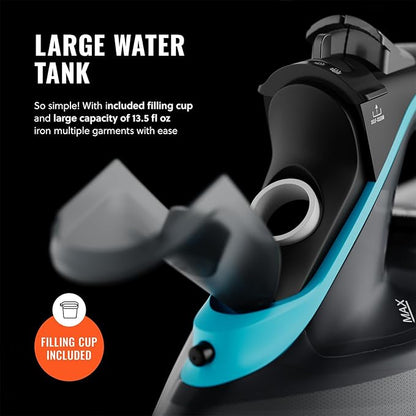 Pursteam SteamBurst+ 1750W Steam Iron, Ceramic Soleplate, Adjustable Steam, Burst of Steam, Self-Clean, Anti-Calc, Anti-Drip, Powerful & Long-Lasting Steam for All Fabrics