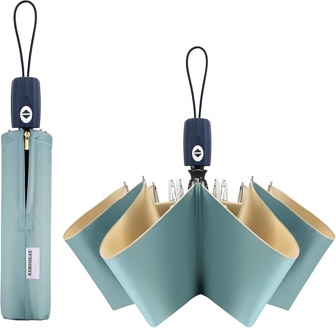 Color Glue Coating Sun Umbrella UV Protection Compact Folding Windproof Parasols Travel Auto Open Close Blocking UV 99.98%