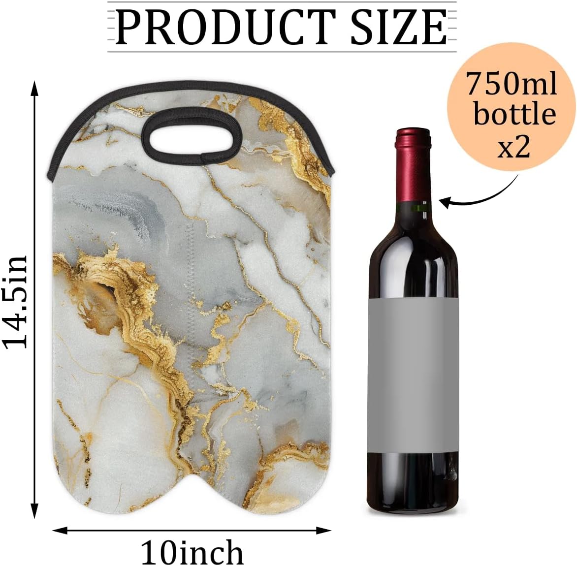 Wine Carrier Tote Personalized Bag for 2 Bottles - Neoprene Wine Bottle Holder with Carry Handle, Wine Protective Bag Insulated Bag Beer Cans Water Bottle Holder for Travel Picnic,Style12