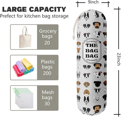Grocery Bags Holder Organizer For Shopping Bags, Wall Mount Plastic Bags Storage Container Dispensers, Pet Lovers Home Kitchen Bags, The Bag Bag Grocery Bag Holder, Gifts For Women Dog Mom Dad (G-9)