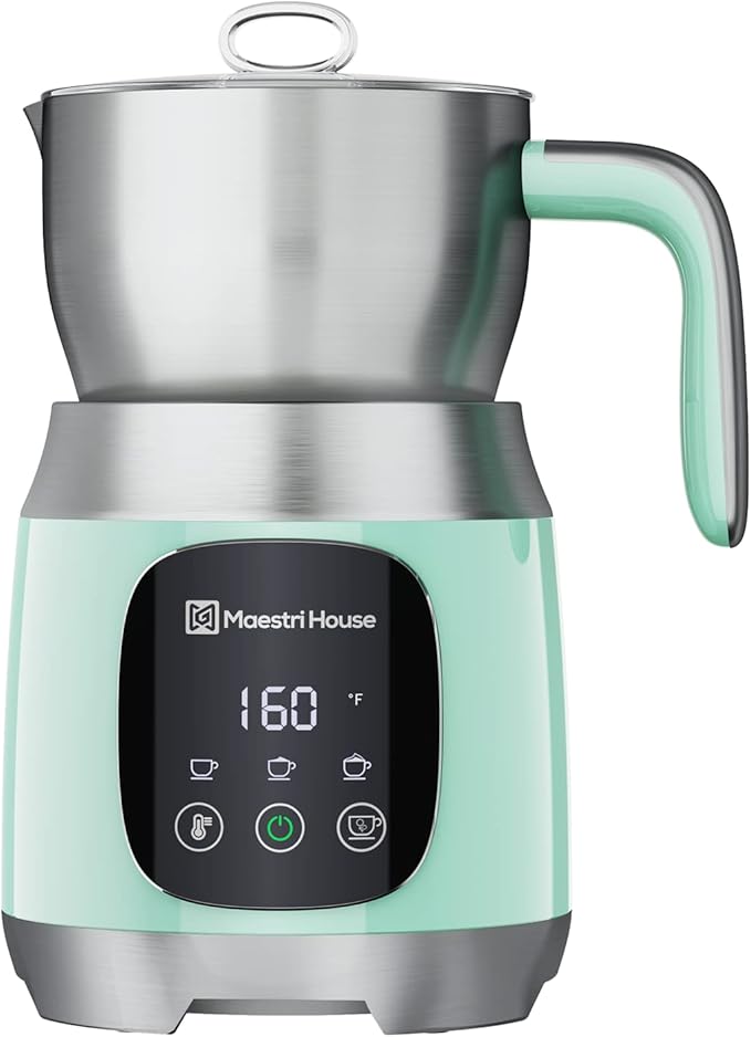 Maestri House Milk Frother, 21OZ Variable Temp and Froth Thickness Milk Frother and Steamer, Smart Touch Control Milk Warmer, Dishwasher Safe, Memory Function for Latte Cappuccino Hot Chocolate