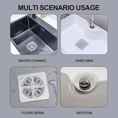 60PCS Disposable Shower Drain Cover Hair Catcher Shower Drain Mesh Stickers,4 X 4 Inch Disposable Floor Drain Sticker,Suitable for Bathroom, Bathtub, Kitchen Sewer Outlets.