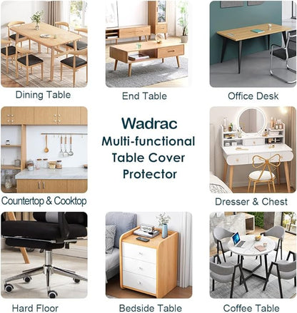 Table Protector Clear Plastic PVC Tablecloth Water Resistant Table Top Protector Wood Furniture Protective Thicken Crystal Desk Pad PVC Vinyl Dining Cover Easy Clean Wipeable Polyester Pad 44x56 in