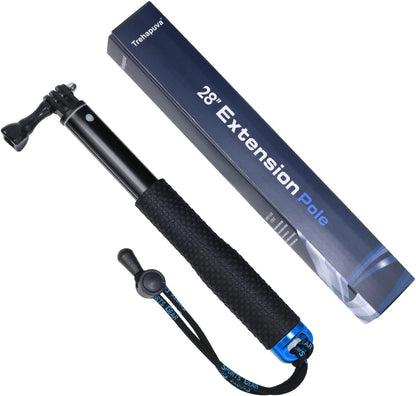 28” Extension Selfie Stick Compact Handle Grip Adjustable Pole Waterproof Monopod Accessories Compatible with GoPro Hero 13 12 11 10 9 8 7 6 Insta360 AKASO DJI Osmo Action Camera and More