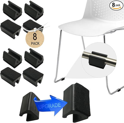 Rectangle U Shaped Chair Leg Tips Cap with Felt Pads,Furniture Feet Protectors Slide Smoothly Glides,Protect Hardwood Floor No Scratches No Noise,Fit 10mm(25/64inch) Diameter Tubular Legs (Black 8PCS)